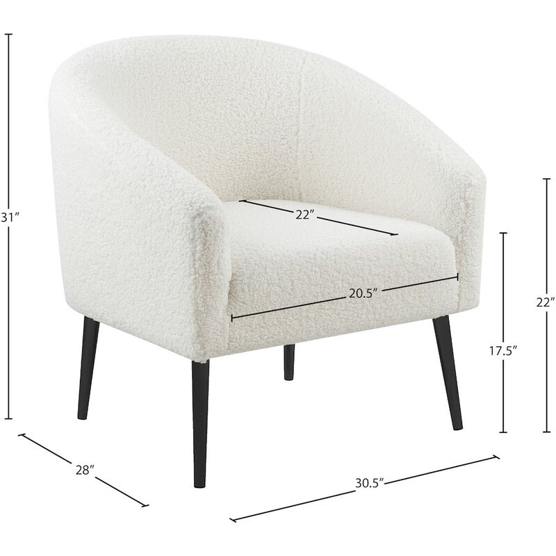Meridian Furniture Barlow White Faux Sheepskin Fur Accent Chair