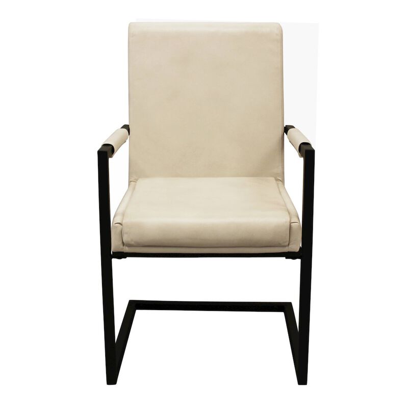 Wendy Arm Chair in Ivory Leather 2-Piece Set