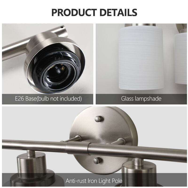 ELEMENT ACE 52 Inch 8-Light Vanity Wall Sconce Hardwired Wall Mounted Lighting Fixture with Frosted Glass Shades for Bathroom Hallway Dressing Room Use image number 7