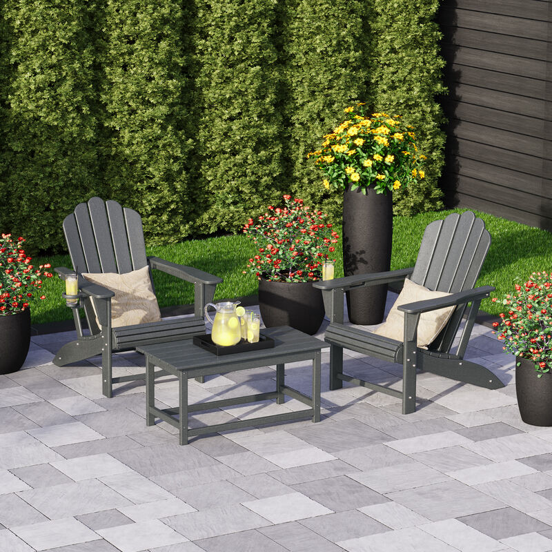 WestinTrends 3-Piece Adirondack Chairs with Cup Holders and Coffee Table Set image number 1