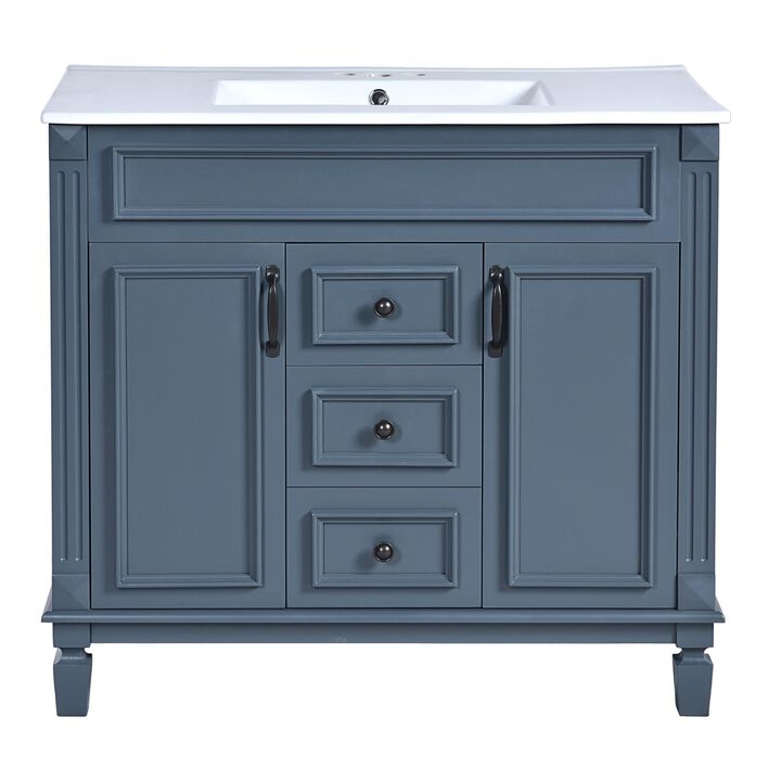 36 in. W Modern Bathroom Vanity with Sink and Top, 2 Soft-Close Doors and Storage Cabinet