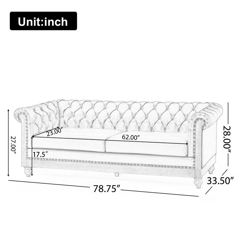 Merax Mirod Comfy 3-Seat Sofa with Wooden Legs, Retro Style for Living Room and Study Sofa image number 9