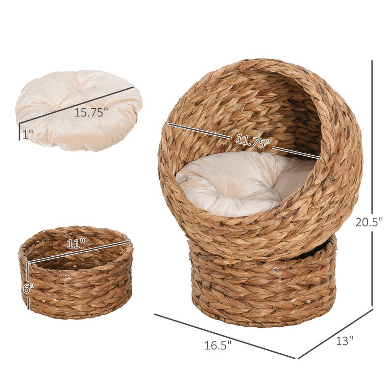 Natural Kitty Nest: 23.5" H Brown Banana Leaf Elevated Cat Basket