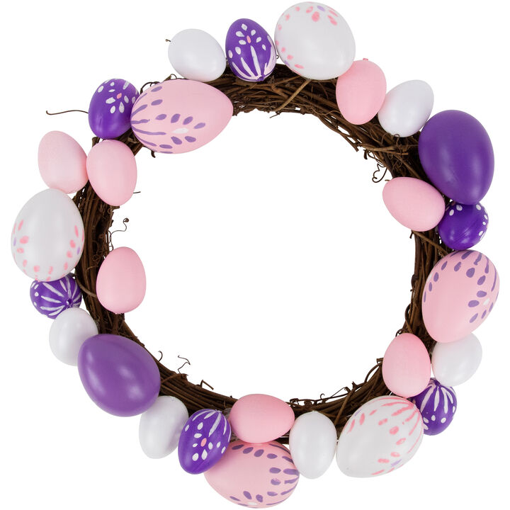 10" Pastel Pink  Purple and White Easter Egg Spring Wreath