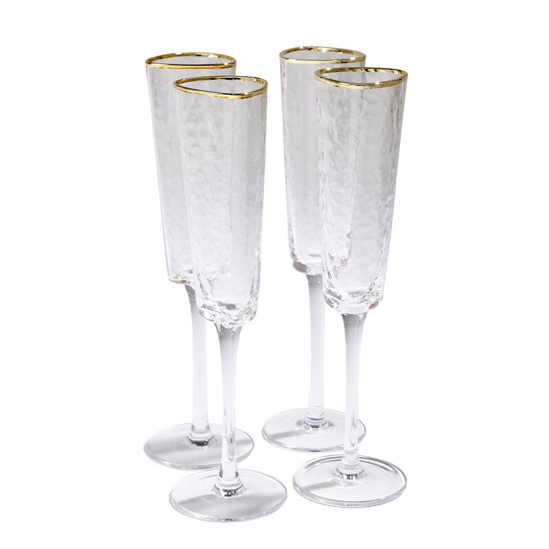 Set of 4 Hammered Champagne Glasses