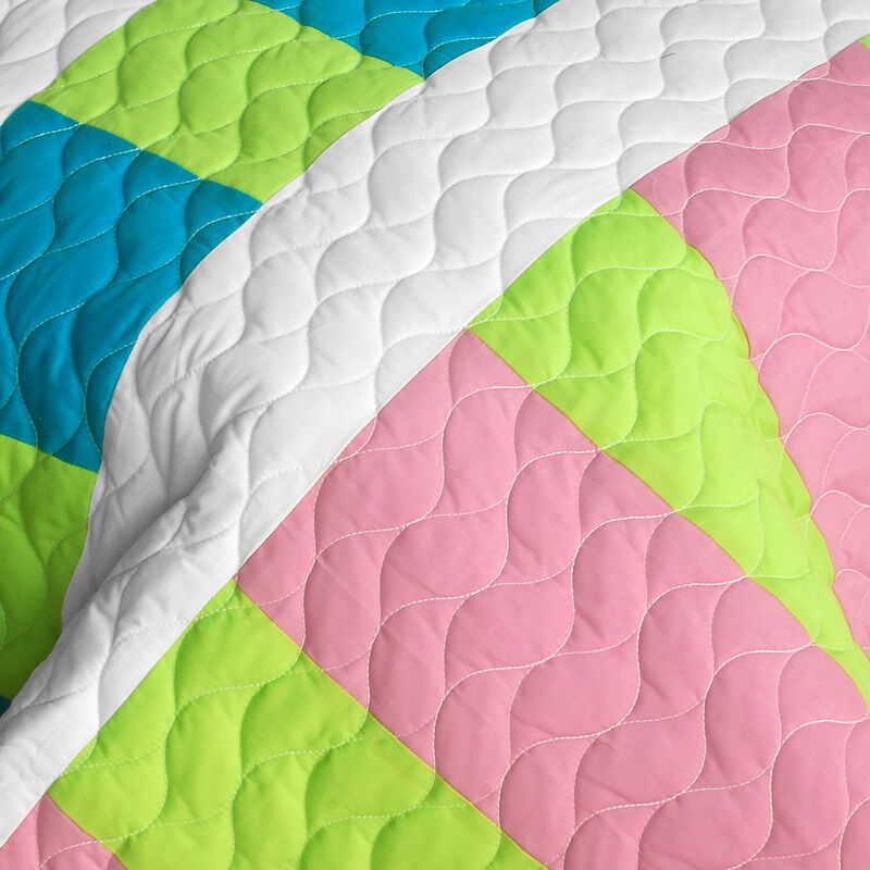 Lollipops A Patchwork Geometric Quilt Set Soft Quilted Bedroom Bedding image number 2