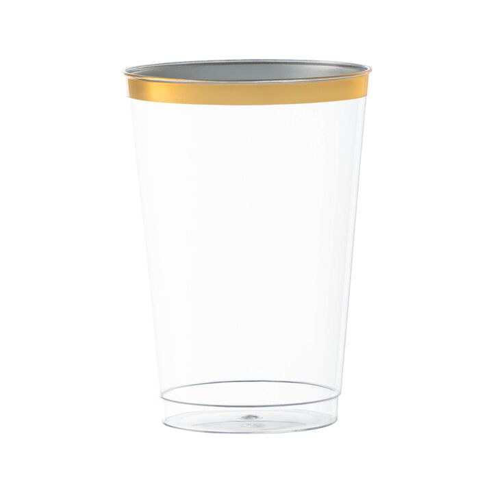 12 oz. Clear with Metallic Gold Rim Round Tumbler (240 Cups)