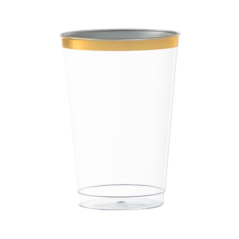 12 oz. Clear with Metallic Gold Rim Round Tumbler (240 Cups) image number 0