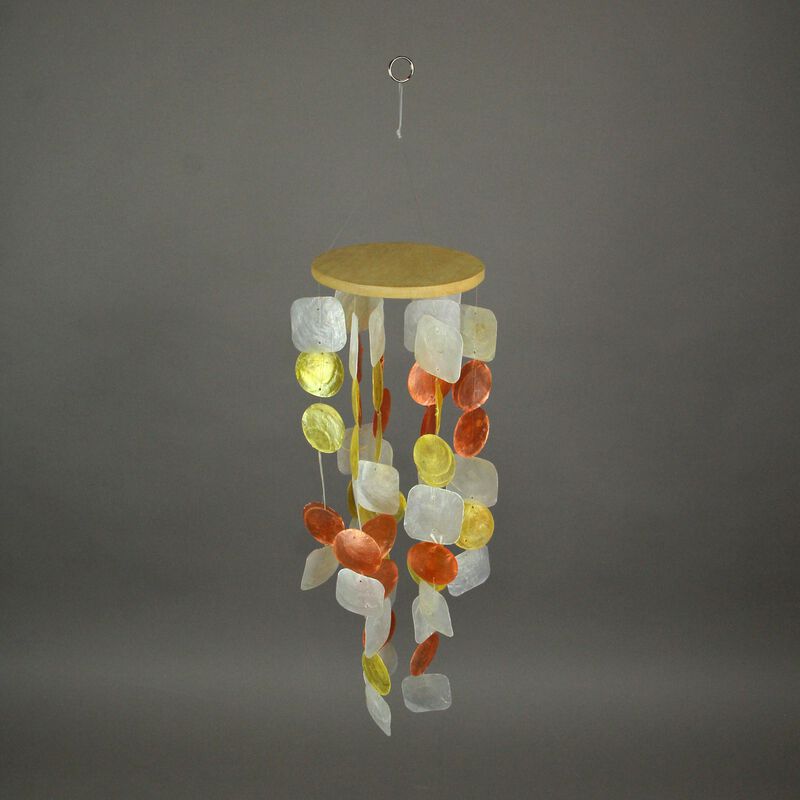 Amber, Yellow and White Capiz Shell Mini Wind Chime Garden Patio Yard image number 3