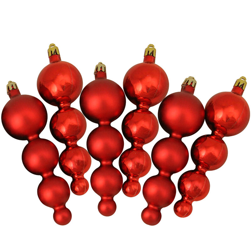 6ct Red Hot Shatterproof 2-Finish Christmas Ornaments 5.75" image number 0