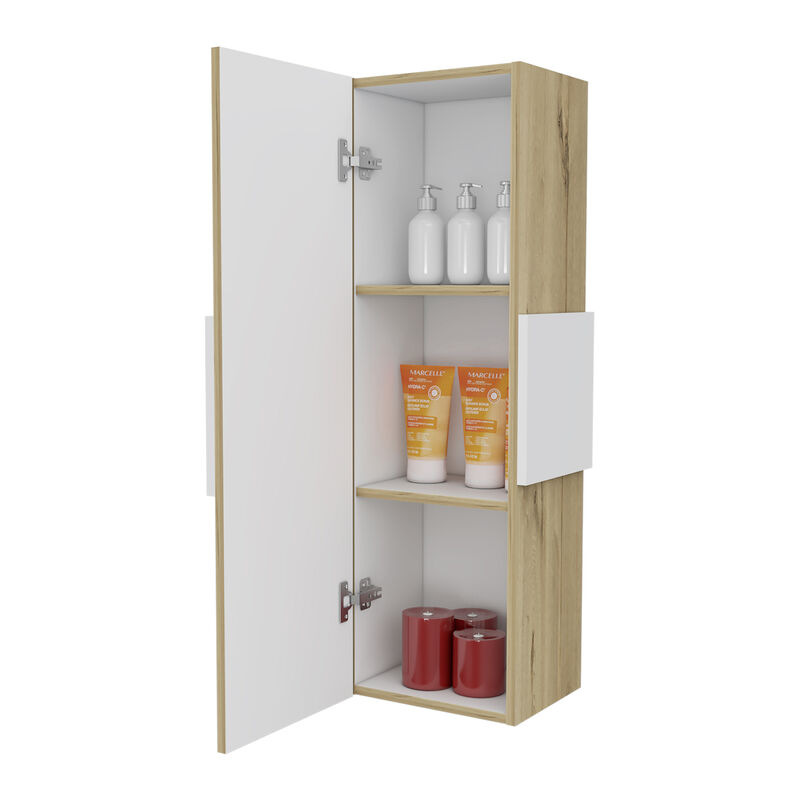 DEPOT E-SHOP Magna Medicine Single Door Cabinet, Three Shelves, Light Oak / White