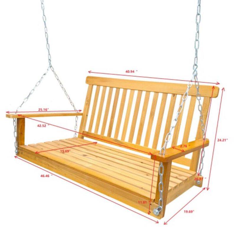 Hivvago Porch Swing with Armrests and Chains image number 2