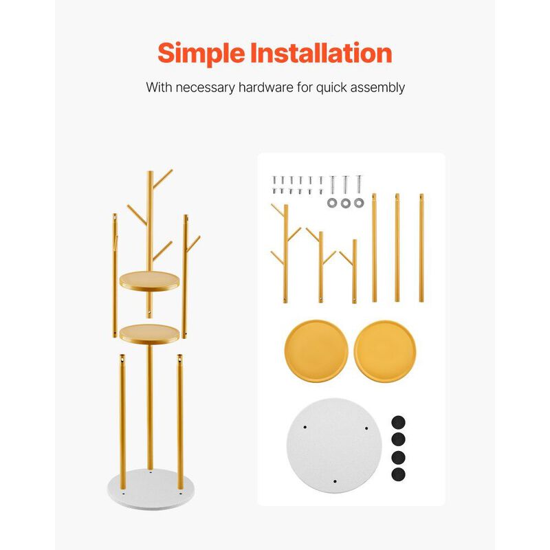 Modern Coat Rack with Quartz Base and Hooks, Freestanding Hall Tree image number 8