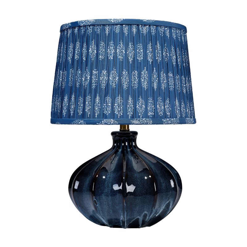 Resy Accent Table Lamp, Cotton Classic Royal Blue White Shade, 20 Inch