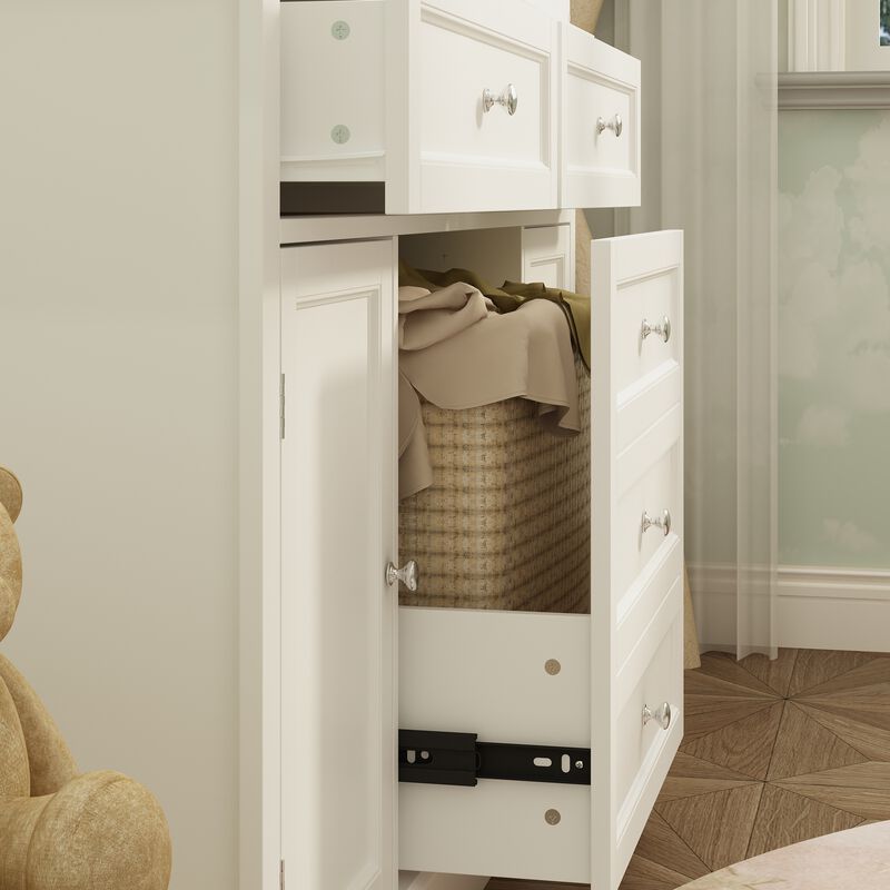 FUFU&GAGA Changing Table with Ample Storage and Adjustable Drawers, 46.3" W x 18.4" D x 38.2" H, White