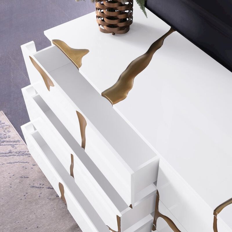 Lacquered Dresser with Striking Crack Accents Base image number 8