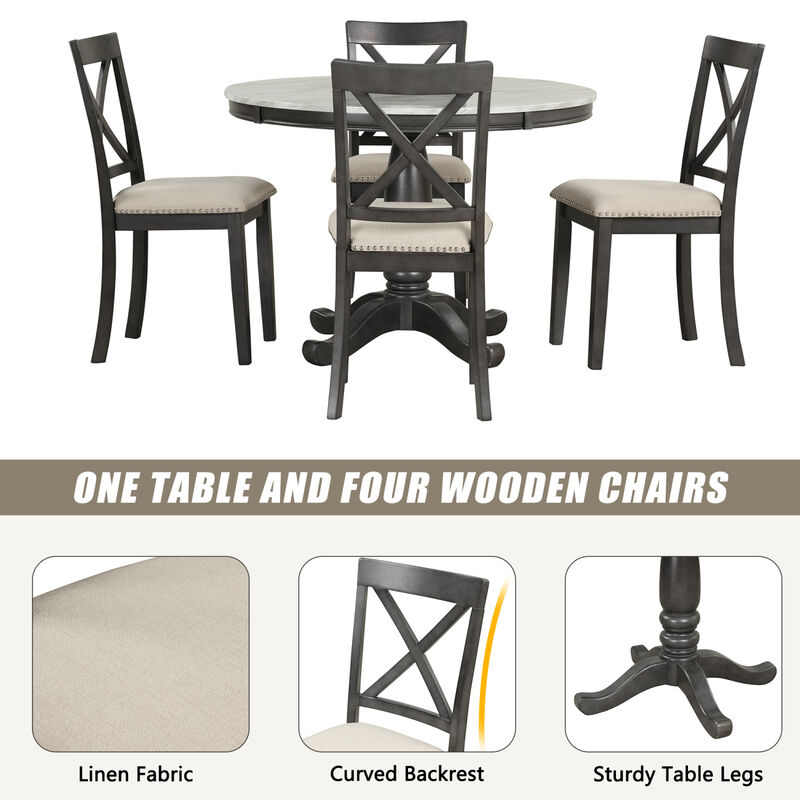 Streamdale Solid Wood Dining Set for 4