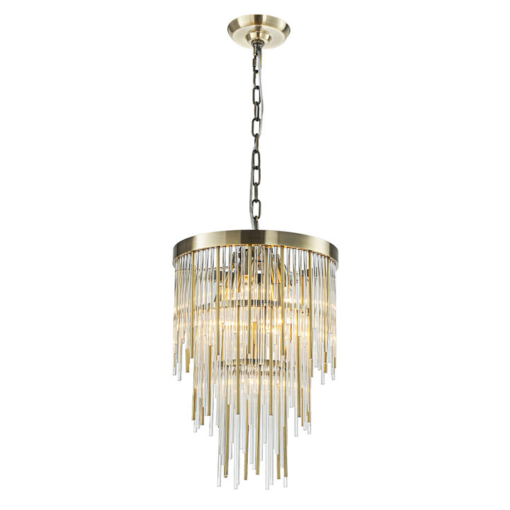 Antique Bronze Modern Glam Chandelier with Adjustable Drop Tiered Pendant for Dining Room or Foyer