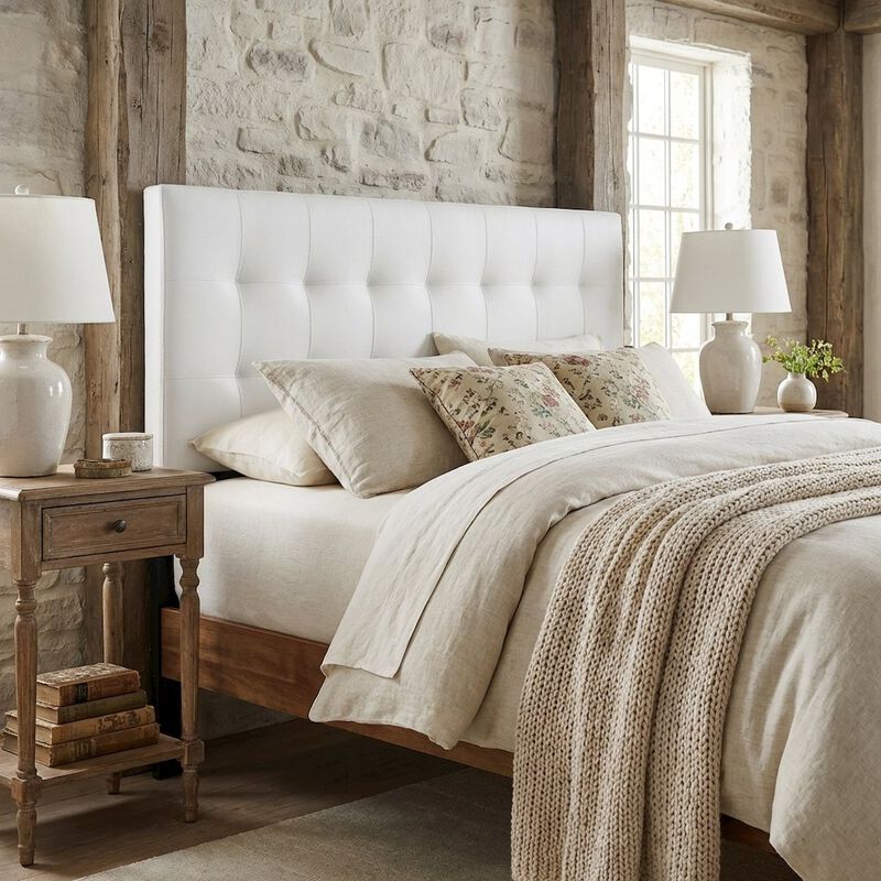 Upholstered Vinyl Queen Headboard with Durable Padding and Sleek Design image number 3