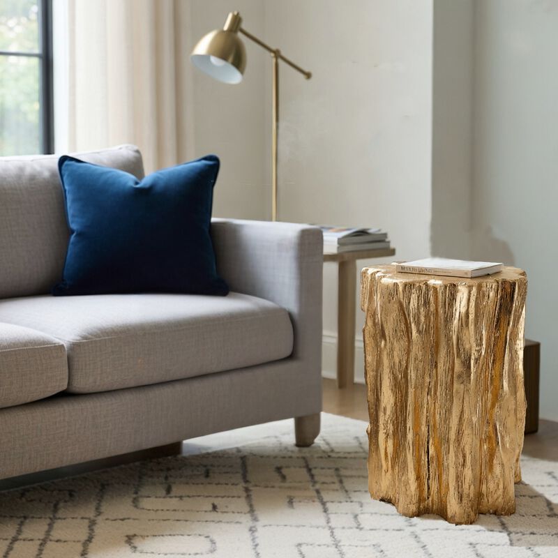 Well Designed Nature Inspired Tree Trunk Stool, Gold image number 6