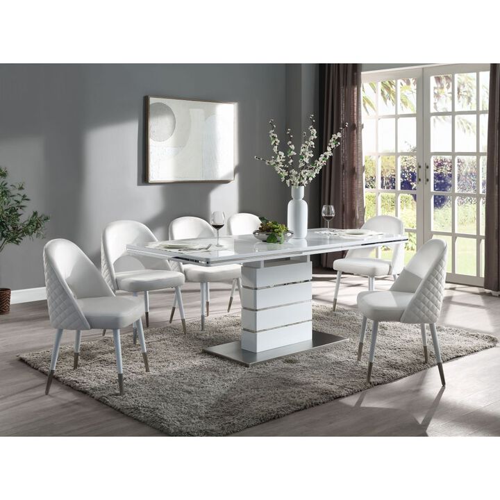 Kameryn Dining Table w/Butterfly Leaf, White High Gloss Finish DN