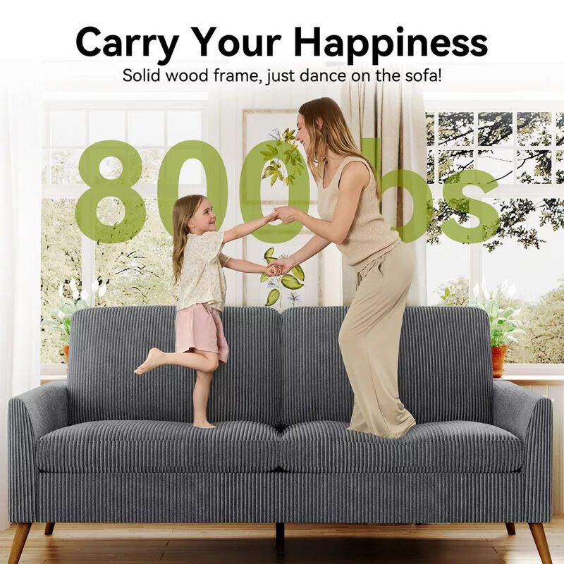 68" Loveseat Sofa, 2-Seater Couch for Small Spaces, Mid Century Modern Love Seat Tool-Free Assembly image number 7