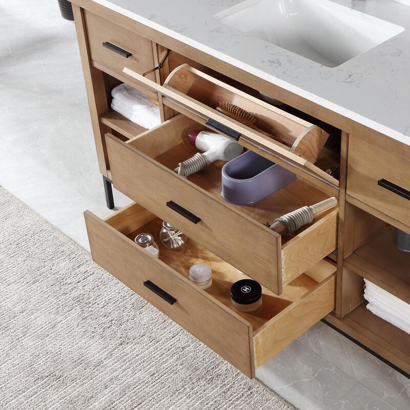 Altair 60 Single Bathroom Vanity Set in Brown Pine without Mirror