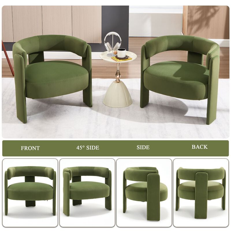 Envelor Modern Velvet Wingback Accent Armchair image number 6