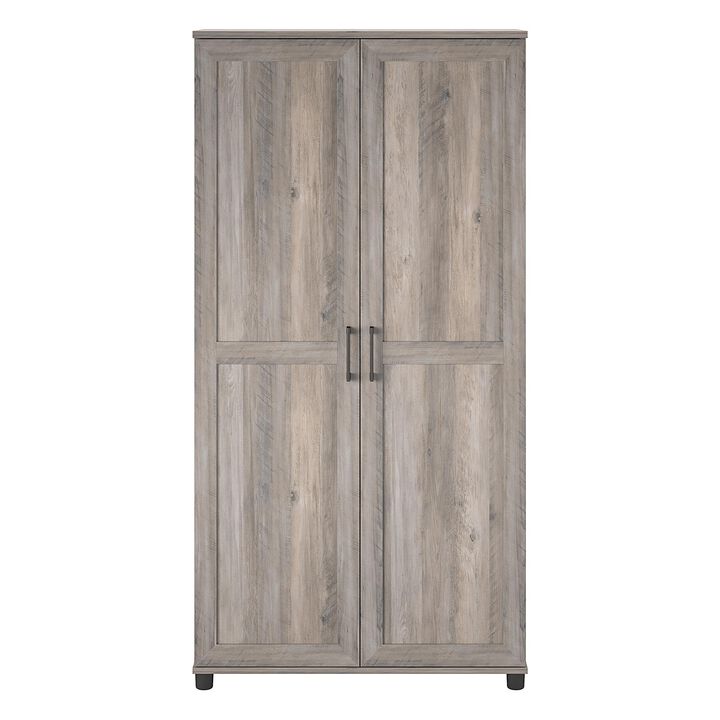 Systembuild Evolution Dwyer 36" 2 Door Storage Cabinet, Gray Oak