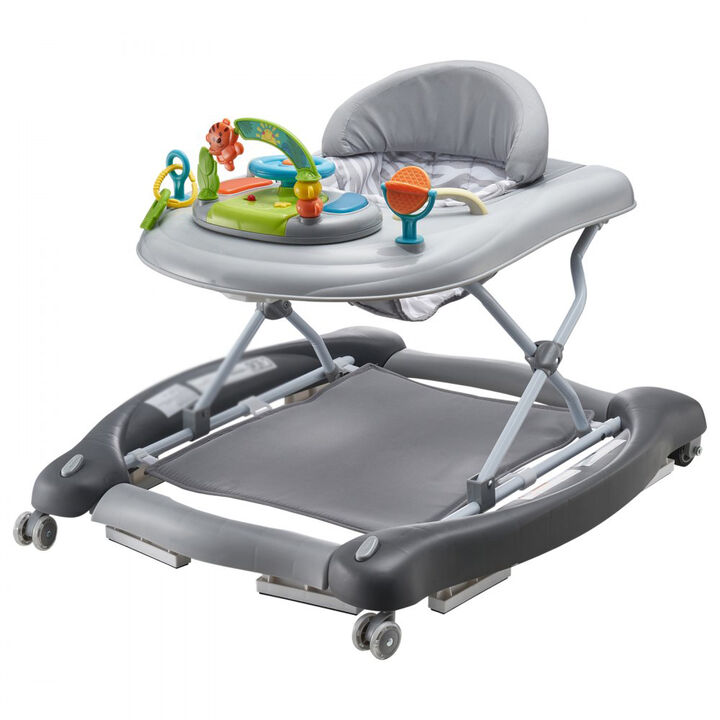Foldable Baby Activity Walker with Wheels, Toys, Music, and 3-Height Adjustment