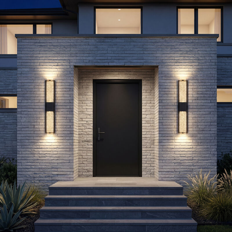 31.57" Modern 2-Light LED Outdoor Wall Light with Bubble Crystal image number 6