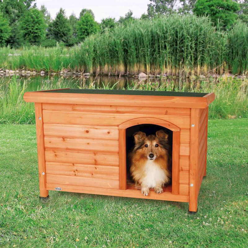 TRIXIE natura Classic Elevated Weatherproof Wooden Outdoor Dog House Roof image number 1