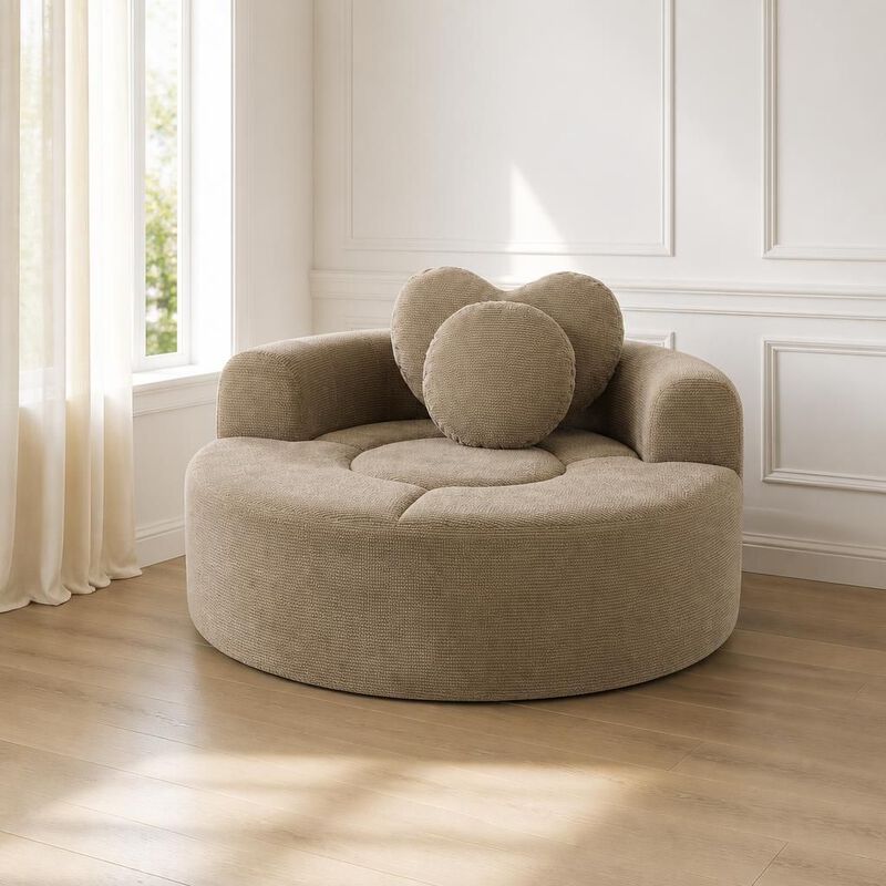 GOODSILO Multi-functional Round Memory Foam Sectional Convertible Sofa Bed Cloud Couch for Small Living Spaces, Apartments and Offices image number 3