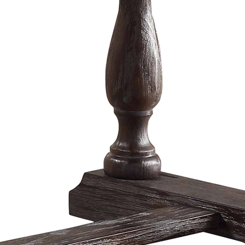 Wooden Dining Table with Marble Top , White and Brown - Benzara