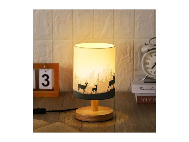 Wood Fabric Desk Lamp For Living Room Bedroom Office image number 2