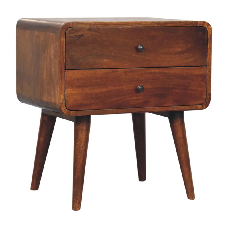 Artisan Furniture Solid Wood Large Curved Chestnut Bedside