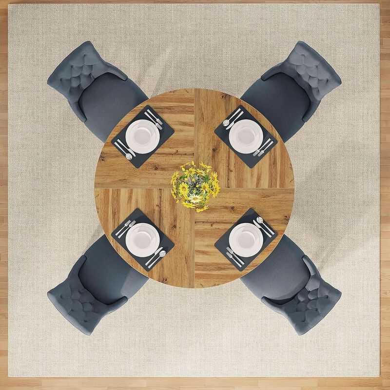 ShipItFurniture 47-Inch Round Solid Wood Dining Table Burlywood Farmhouse image number 5