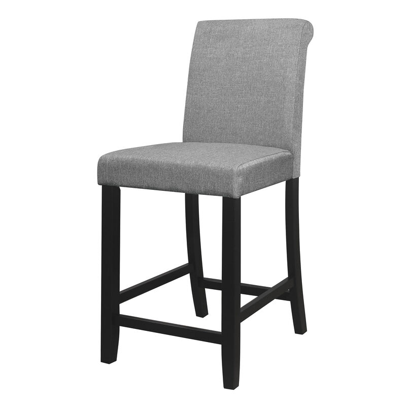 Rina 24 Inch Counter Height Chair, Gray Fabric, Black Wood, Set of 2 image number 3