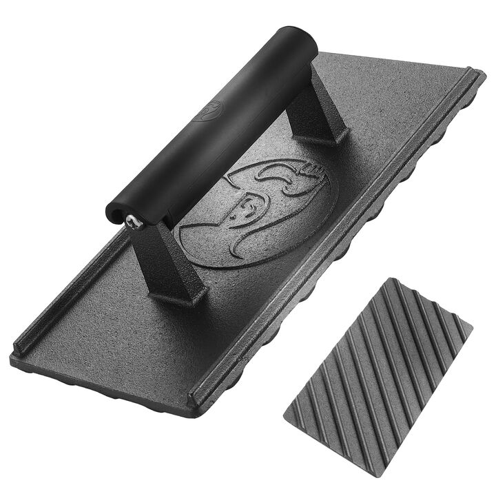 3lb Cast Iron Grill Press, Heavy Duty Smash Burger Press for Griddle Heat Resistant Handle, Burger Smasher