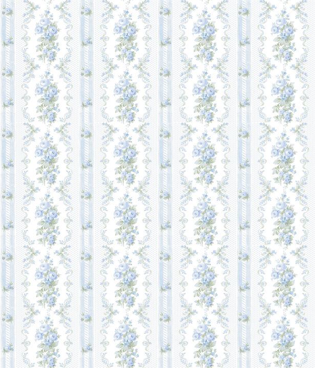 Dreamy Days Sweet Blue Stripe & Floral Wallpaper