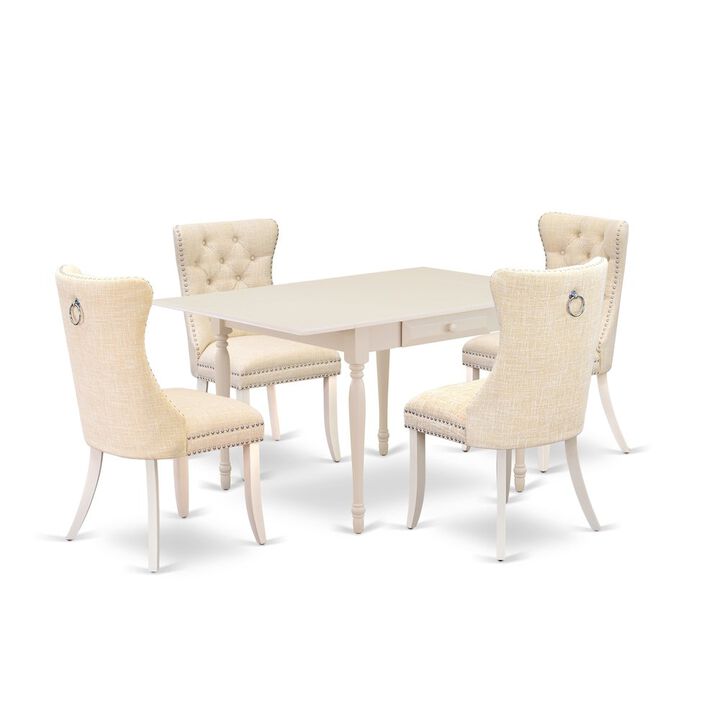 5 Piece Dining Table Set Contains a Rectangle Kitchen Table with Dropleaf
