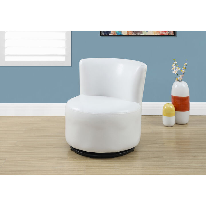 Monarch Specialties I 8153 Juvenile Chair, Accent, Kids, Swivel, Upholstered, Pu Leather Look, White, Contemporary, Modern