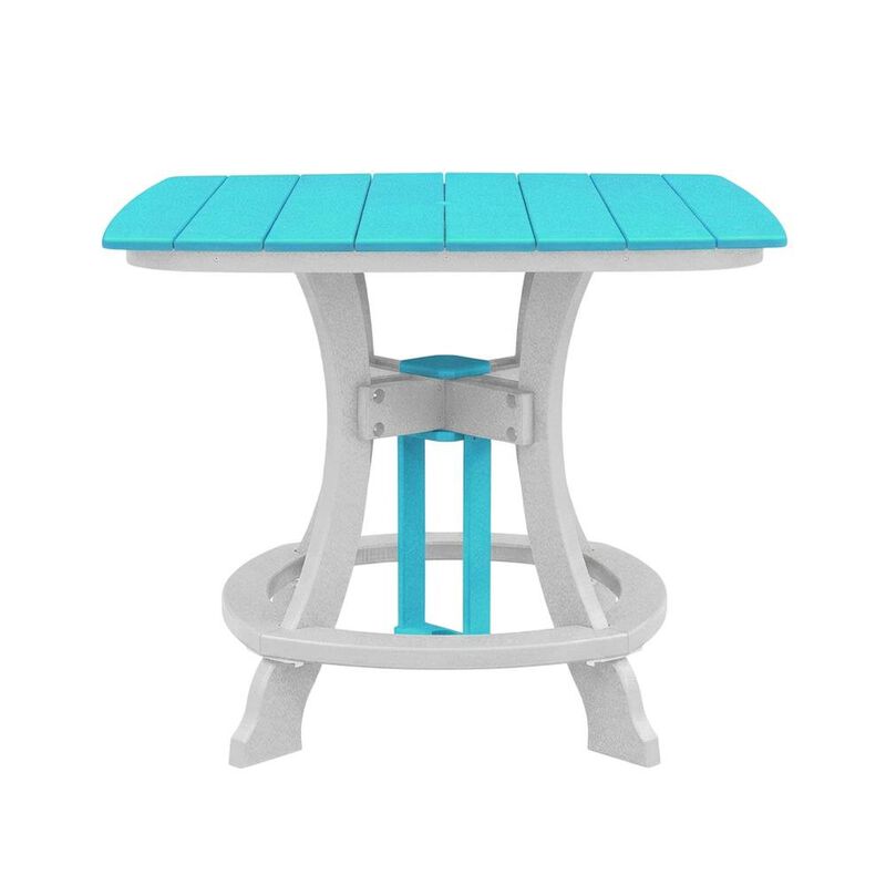 Outdoor Escape Square Outdoor Dining Table In Aruba Blue With White Base, Polyethylene Material image number 3