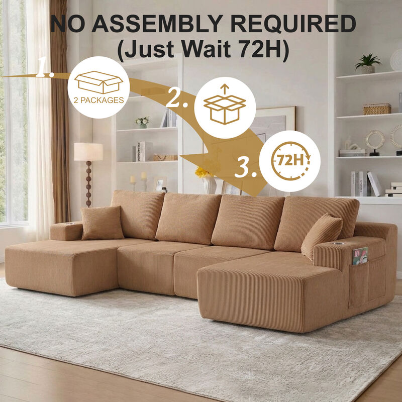 Cleblu 130" U-Shaped Modular Sectional Sofa image number 2