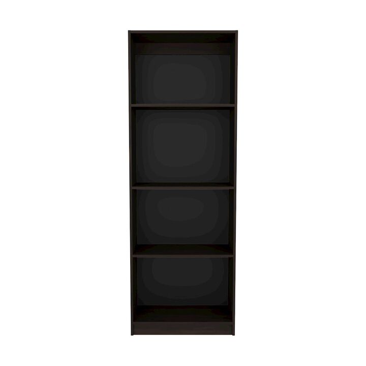 Vinton Bookcase with Spacious Tier-Shelving Design, Dark Walnut / Black Wengue