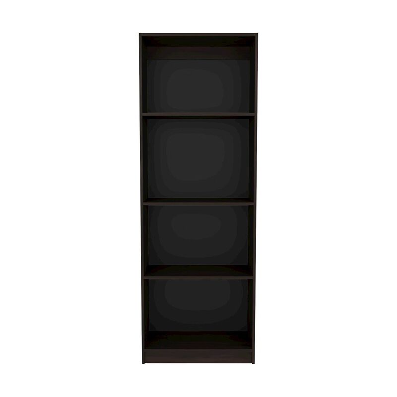 Vinton Bookcase with Spacious Tier-Shelving Design, Dark Walnut / Black Wengue