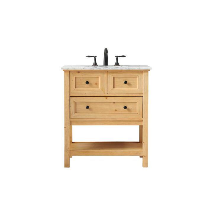 Elegant Kitchen and Bath 30 inch Single bathroom vanity in natural wood