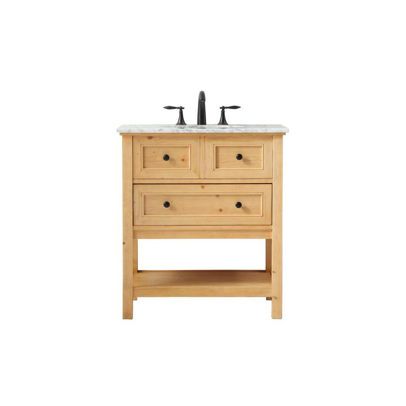 Elegant Kitchen and Bath 30 inch Single bathroom vanity in natural wood