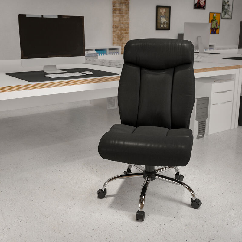 HERCULES Series Big & Tall 400 lb. Rated Black Fabric Executive Ergonomic Office Chair and Chrome Base image number 1