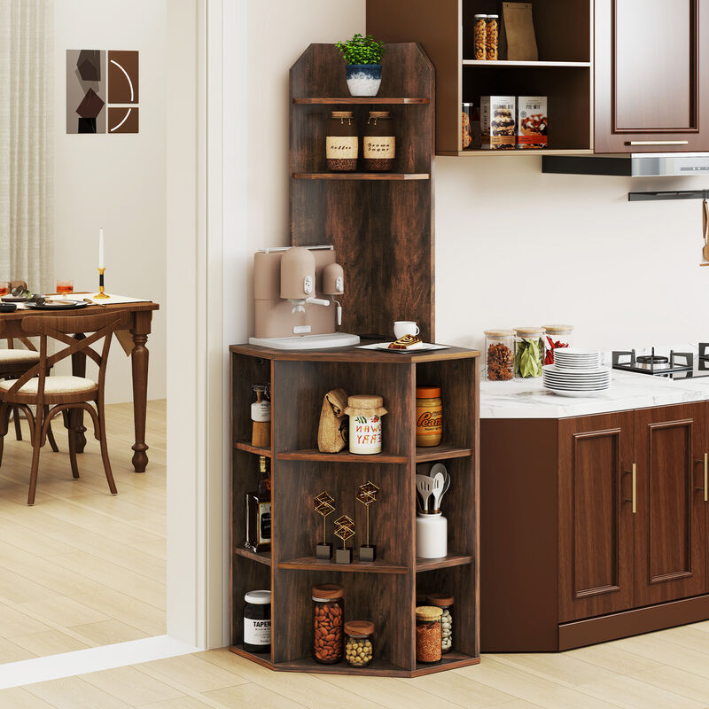 6-Tier Corner Shelf with Charging Station and 2 USB Ports